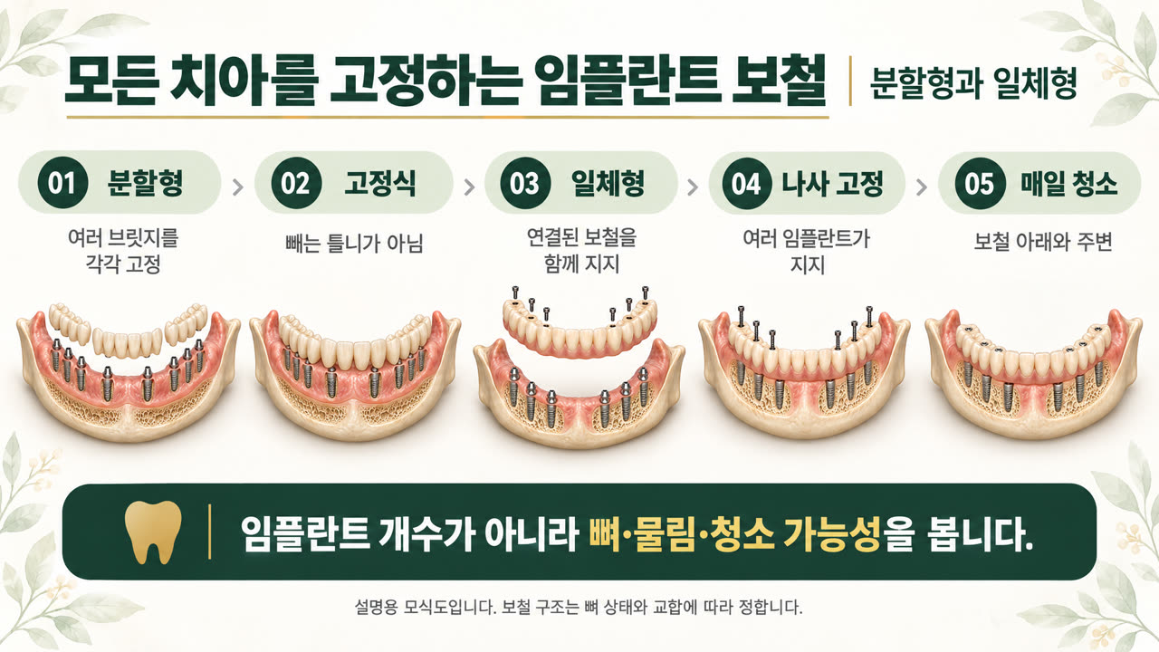 풀아치 하이브리드 임플란트 설명 영상의 모형 장면